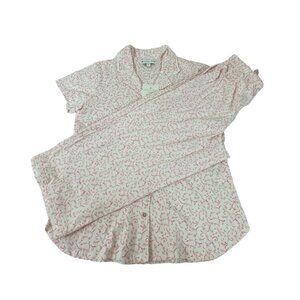 Eileen West Capri Pajama Set Top Bottom Sz S Womens Pink Floral Cotton